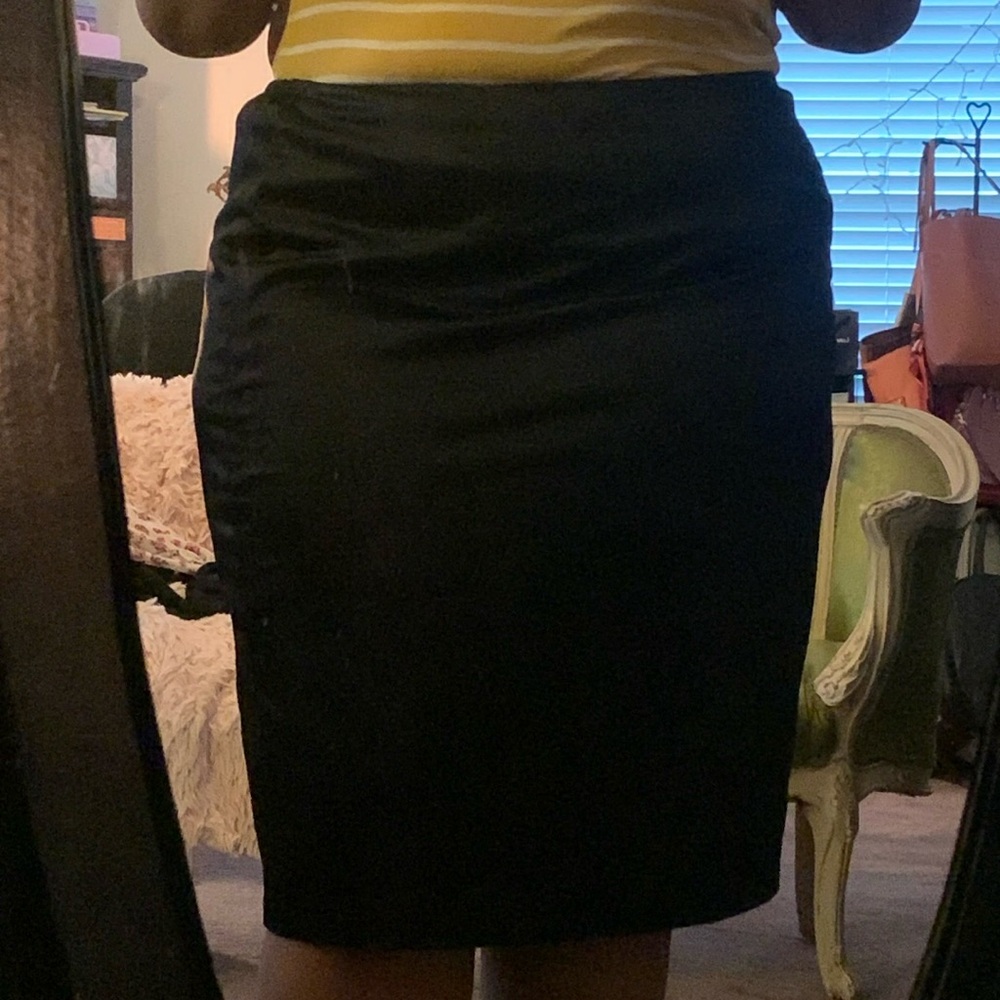 Black Satin Pencil Skirt
